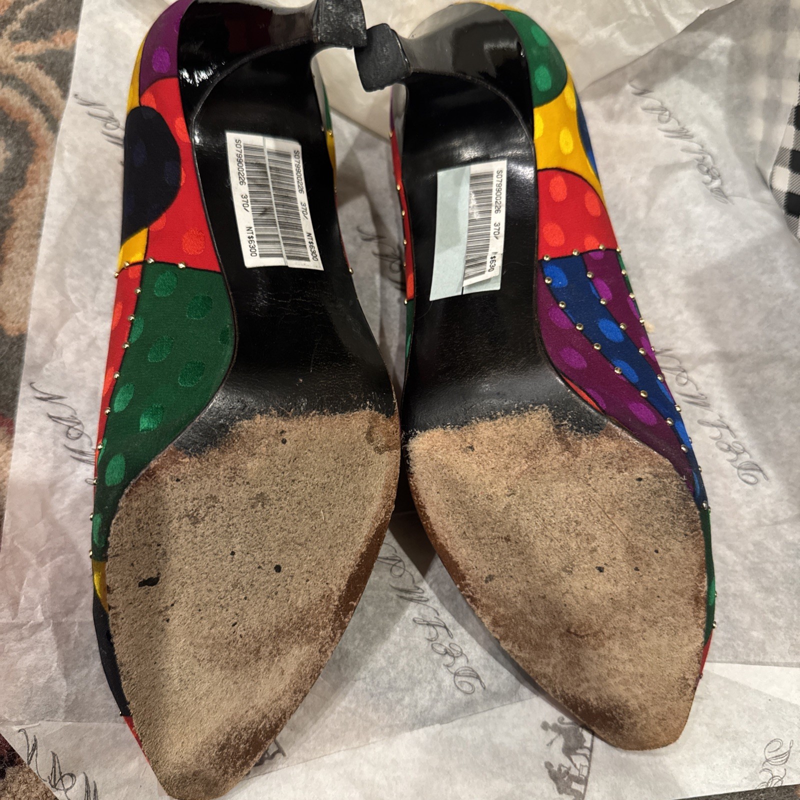 Stuart Weitzman patchwork fabric pump with stud d… - image 8