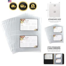 Recipe Card Page Protectors for 8.5 x 11 Binders 50 Pack Clear Shelves
