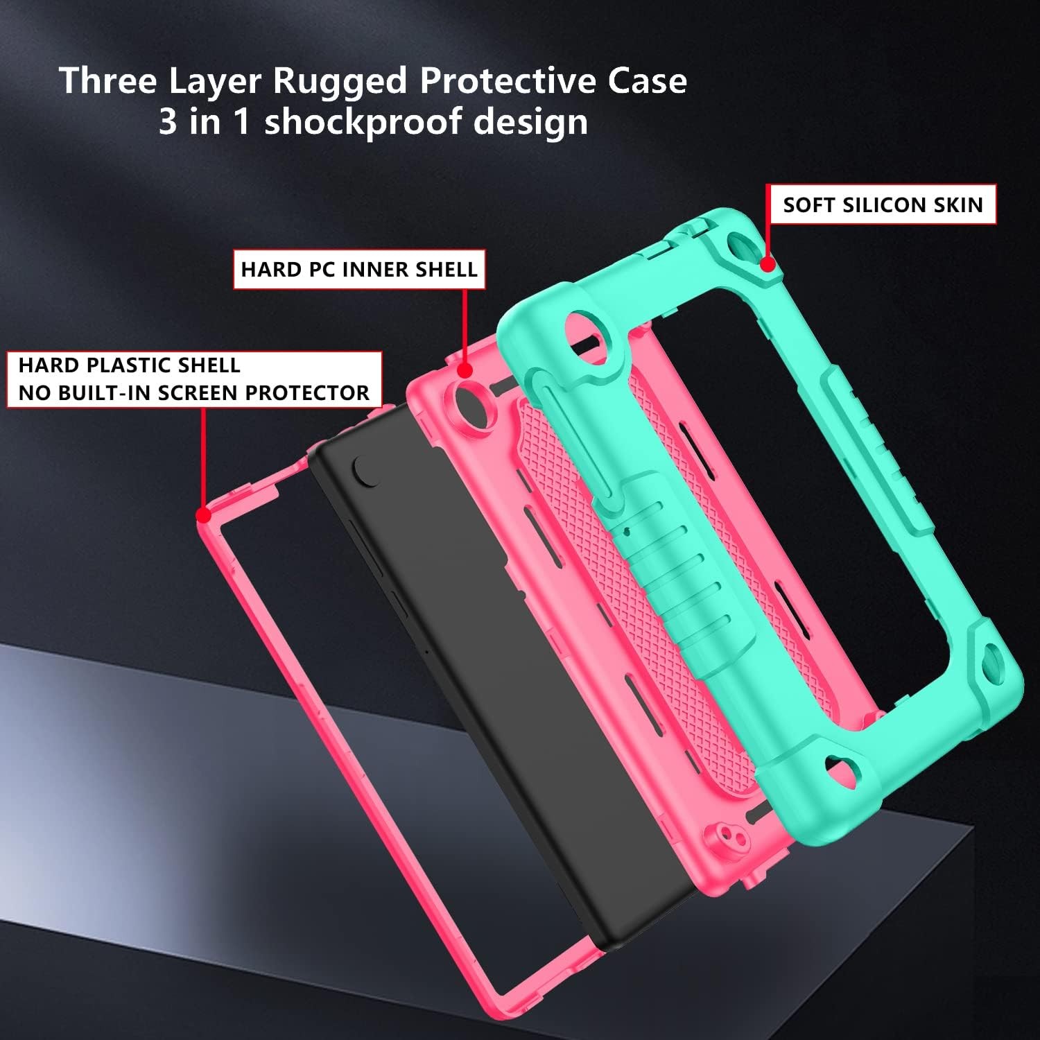 for TCL TAB 8 Plus 8 LE Tablet Case Shockproof Kids Friendly GreenPink 