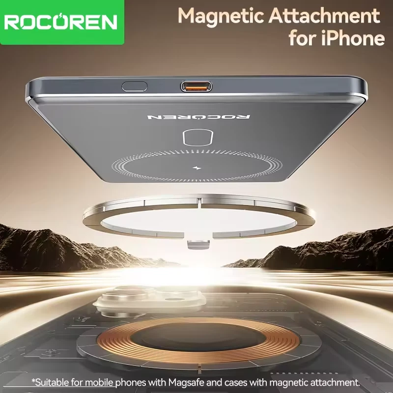 Rocoren 10000mAh MagSafe Magnetic Power Bank Fast Wireless Charger iPhone 17 16 - Image 3 of 4