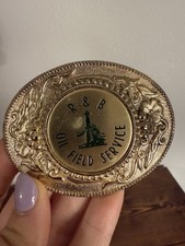 Vintage R B Oil Field Service Belt Buckle Western Style Brass
