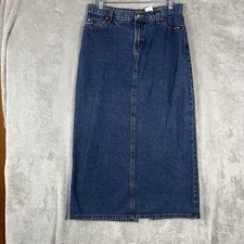 Vtg Rockies Maxi Jean Skirt Sz 17 Blue Straight Back Slit Cowgirl Western Rodeo
