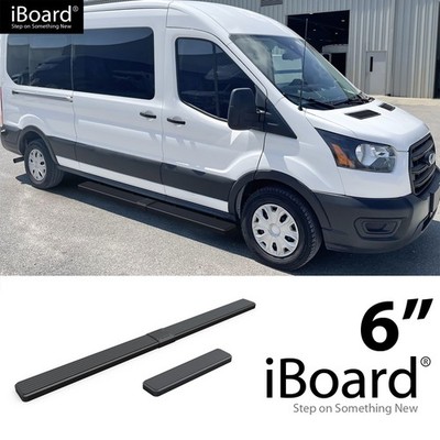 APS Running Board Side Step 6in Steel Black Fit Ford Transit Full Size Van 15-26
