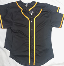 2 BASEBALL jerseys FOR MEN/WOMEN, NEW, Black / golden, size Medium, made in USA.