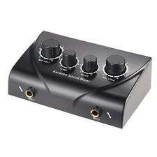 Karaoke Sound Mixer Dual Mic Inputs Audio Mixer Headphone Amplifier 2 Channel...
