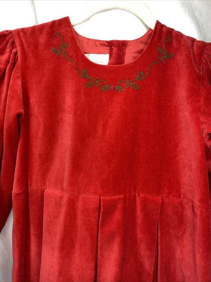 Vestido de Terciopelo Rojo Strasburg Niñas 14Y Algodón Bordado Navidad Foto 2 de 4