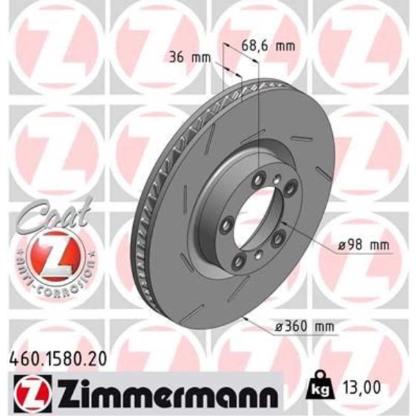 Zimmermann Bremsscheibe Ø360 BelüFtet Vorne Links FüR Porsche Panamera 970-image