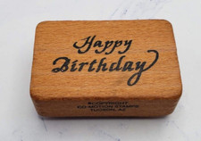Comotion Happy Birthday Cursive Script Wood Mounted Rubber Stamp