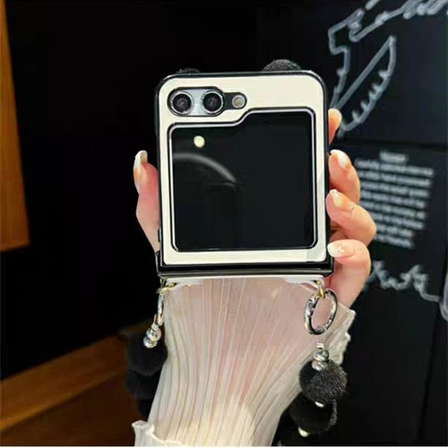 3D schöne Panda Plüsch Perlen Kette Leder Etui Abdeckung für Samsung Z Flip 6/5/4/3 - Bild 7 von 17