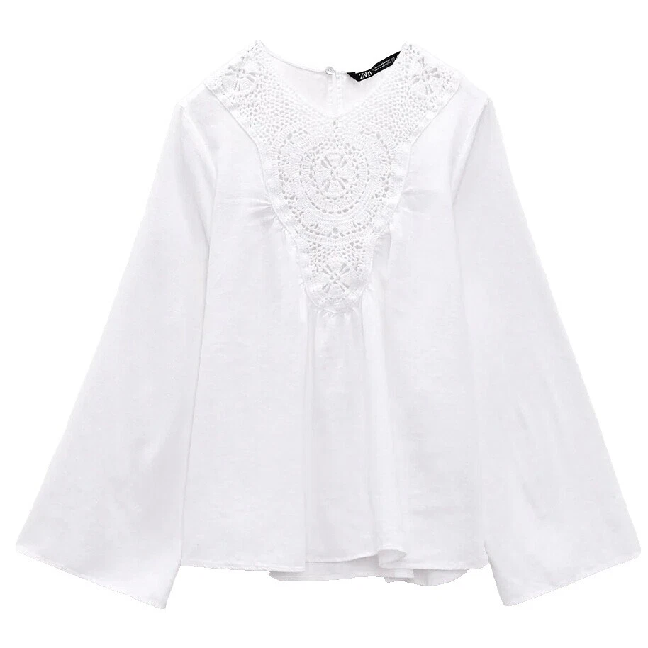 Top de lino blanco Zara para Mujeres