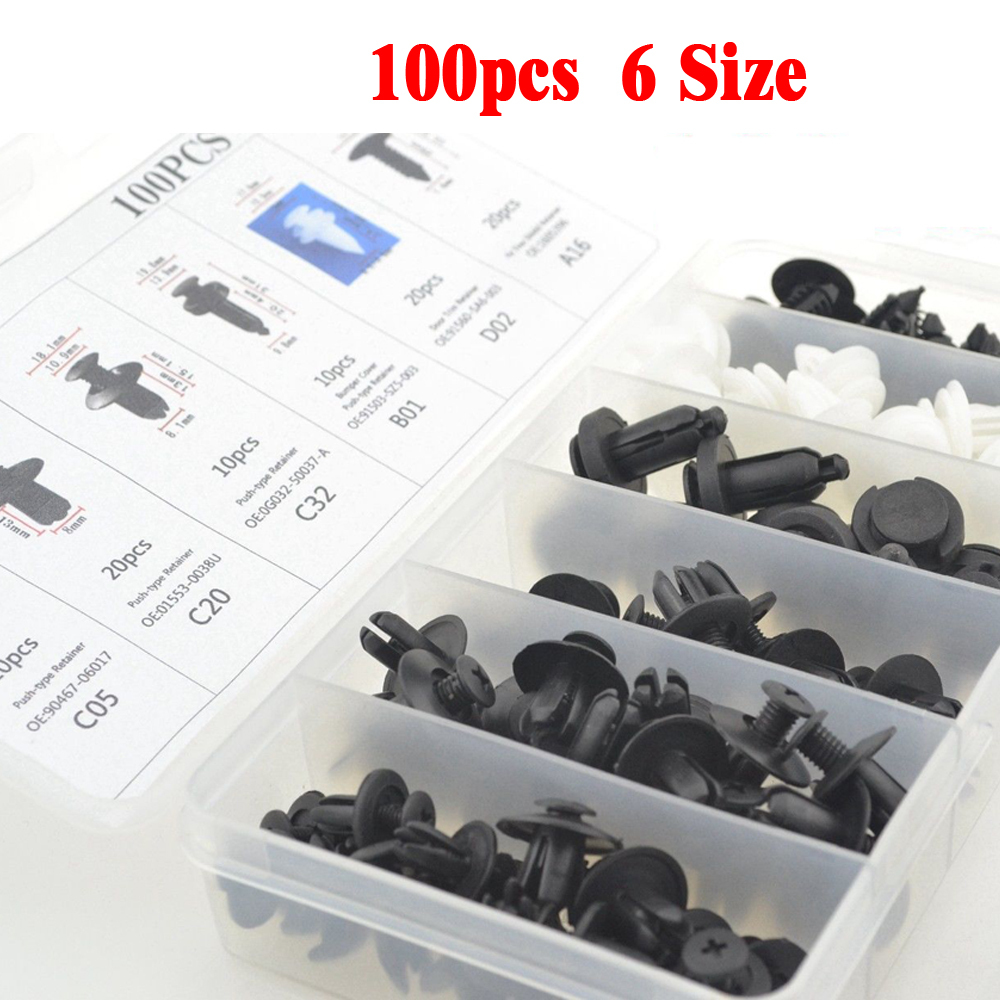 100PCS New Plastic Car Bumper Push Pin Fasteners Rivet Trim Panel Clips