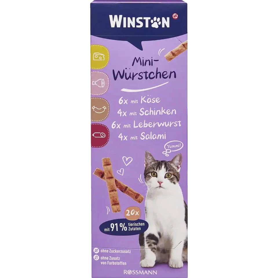 6 x 40 g (6 x 20 pezzi) | Winston Mini salsicce formaggio prosciutto salsiccia di fegato salame - Immagine 2 di 3