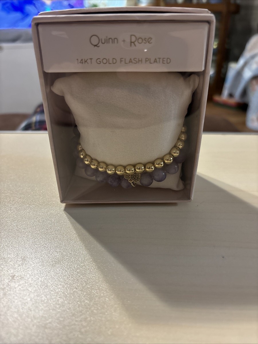 Quinn Rose 14kt Plated Gold Bracelet And Amethyst And 14kt Gold Plated  Bracelet