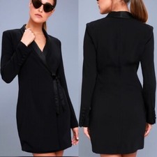 Lulus Style Savvy Wrap Blazer Dress in Black Size Extra Small