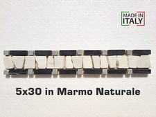 27 pezzi Fasce Mosaico Marmo 5x30 su rete bagno salotto pavimento rivestimento