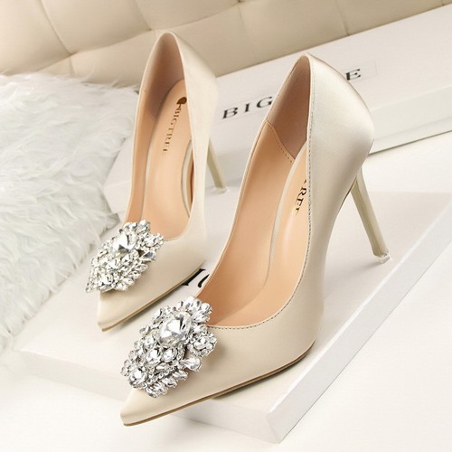 Scarpe da sposa decolte donna verdi raso punta strass tacco nuove - Foto 7 di 59
