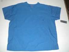 WEAR FOR CARE UNISEX SCRUB TOP, BLUE, SIZE EXTRA LARGE