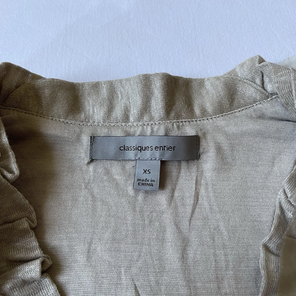 Classiques Entier XS Beige Brillante Lino Sin Mangas Cuello en V Volantes Seda Viscosa Foto 2 de 4