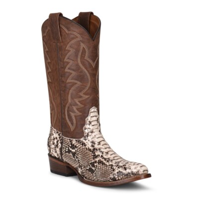 Circle G Men's Python Embroidered Brown Round Toe Boots L5830