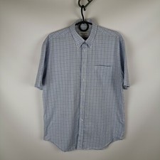 Yves Saint Laurent blue plaid check short sleeve shirt