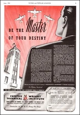 1941 vintage aviation AD CURTISS WRIGHT  School of Aeronautics L.A. CA 032624