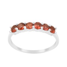 3MM Round Shape Garnet 925 Sterling Silver Half Eternity Women Wedding Ring