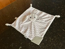 BooginHead PaciPal Teether Bunny Rabbit Gray Lovey Security Zig Zag Blanket 12"