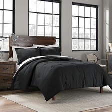GARMENT WASHED 100 Cotton 2 Piece Duvet Set Twin/TXL - Onyx Black - New