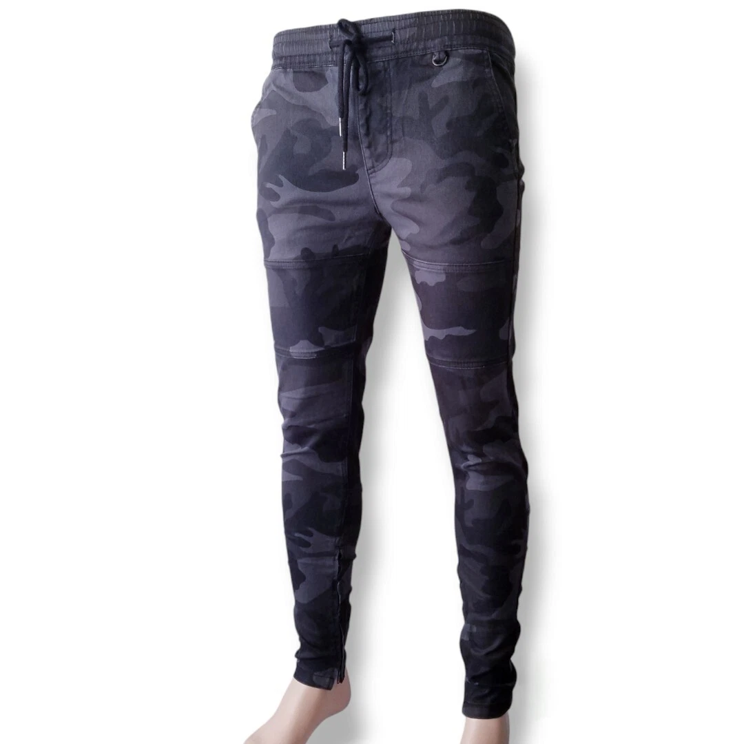 Hyper Denim Size Small Camouflage Gray Black Pants With Inner Side Leg Zippers