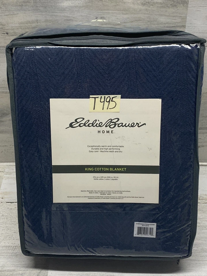 Одеяло Eddie Bauer King темно-синее легкое хлопковое постельное белье - Изображение 3 из 4