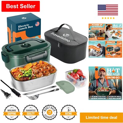 Fast Portable Heated Lunch Box - Leakproof, 80W, SS Container - Car Truck Work