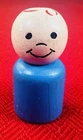 VTG Original Fisher Price Collectible Mini Wood Blue Boy Figure Retro Toy
