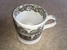 C1840s VINTAGE EARLY RAILWAY TRAIN&CARRIAGES ENGLISH STAFFORDSHIRE CHINA MUG