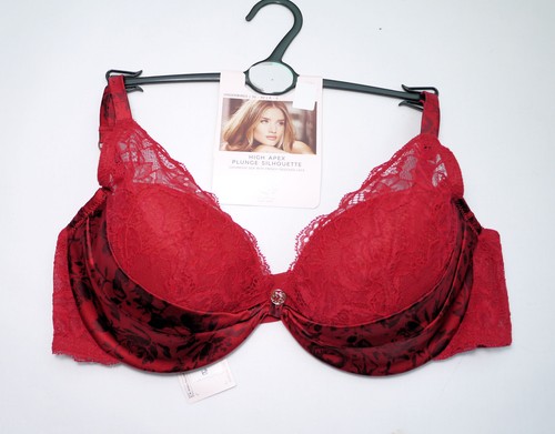 M & S ROSIE AUTOGRAPH HIGH APEX PLUNGE BRA 30D SILK LACE RED MIX MARKS SPENCER