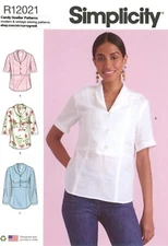 Simplicity R12021 Raised Waist Top w Shawl Collar Sz 4-12 UNCUT Pattern S9889