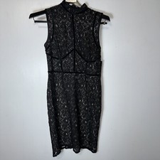 LULUs So Sultry Black and Nude Lace Sleeveless Dress Size Medium