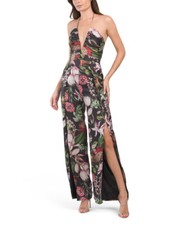 New KATIE MAY Made In Usa Floral Split Leg Jumpsuit large