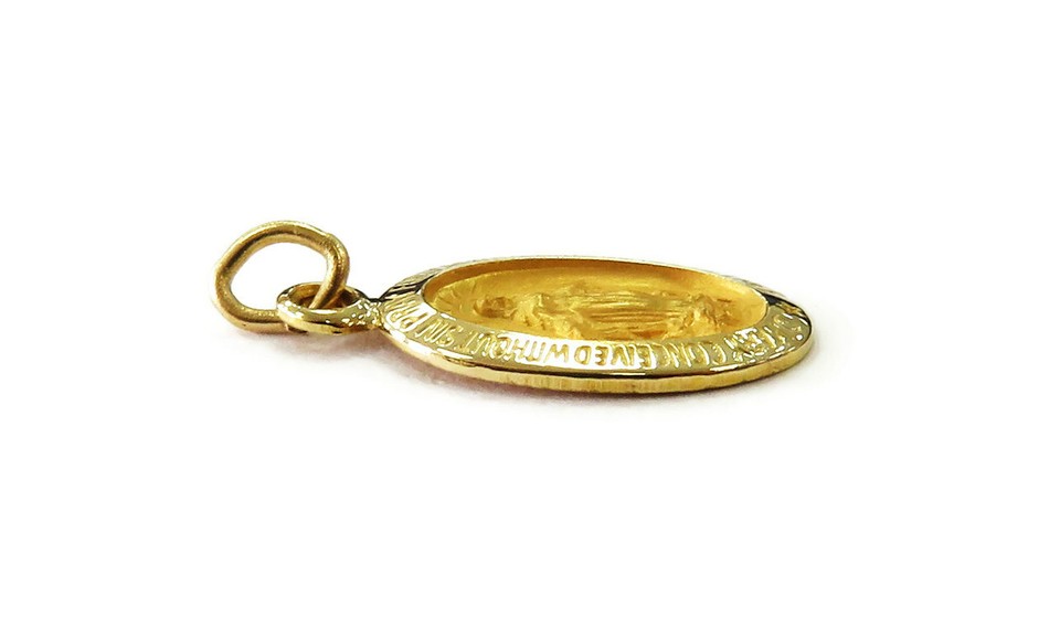 14K Yellow Gold Oval Virgin Mary Miraculous Medal Charm Necklace ...