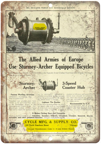 Sturmey Archer Bicycle Gear Vintage Ad 14" x 10" Retro Look Metal Sign B194 - Picture 1 of 1