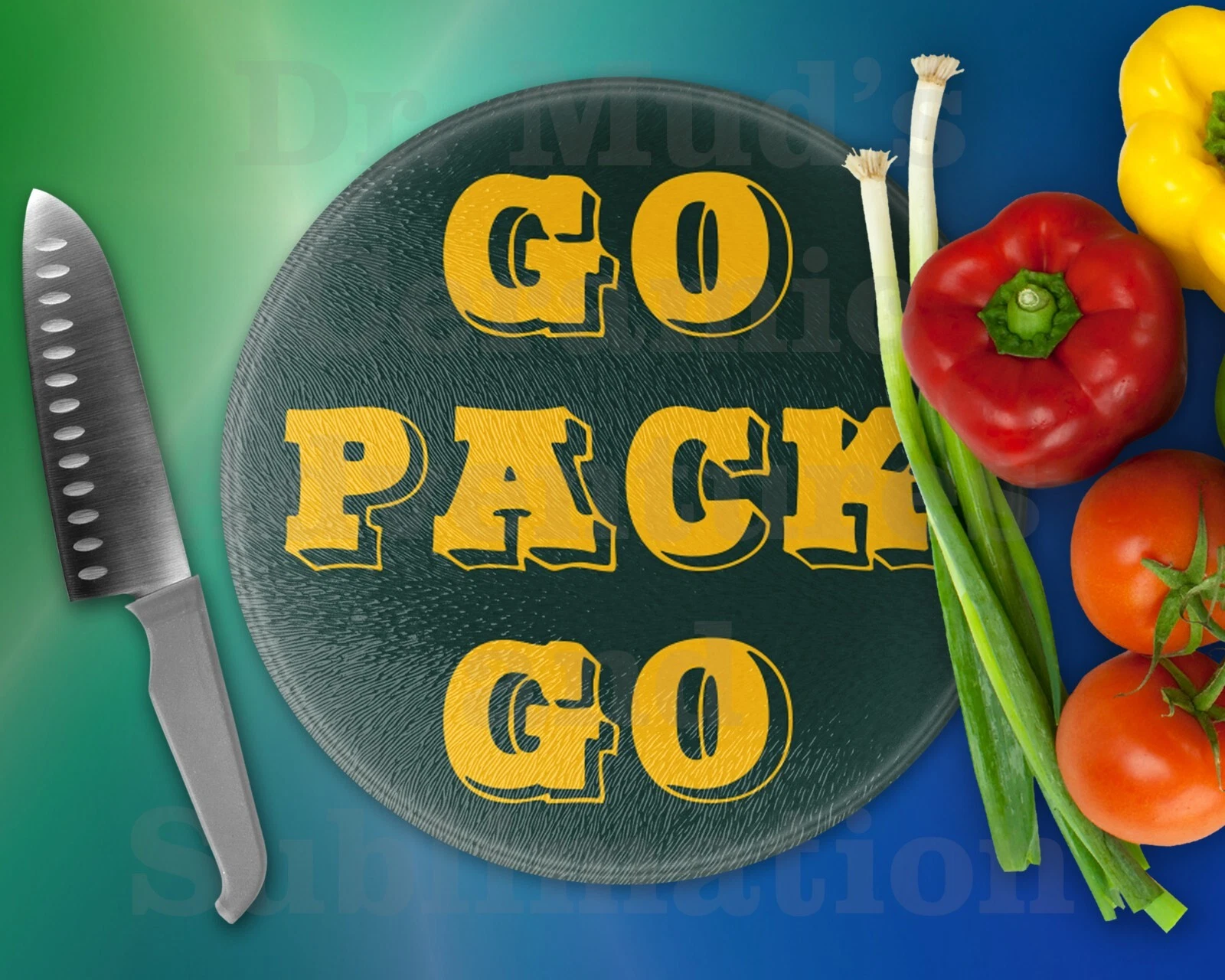 GO PACK GO GREENBAY PACKERS Round Glass cutting board