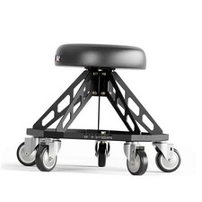 Vyper Robust Steel Pro Garage Stool Large Wheels, Black Black Seat, Black Frame