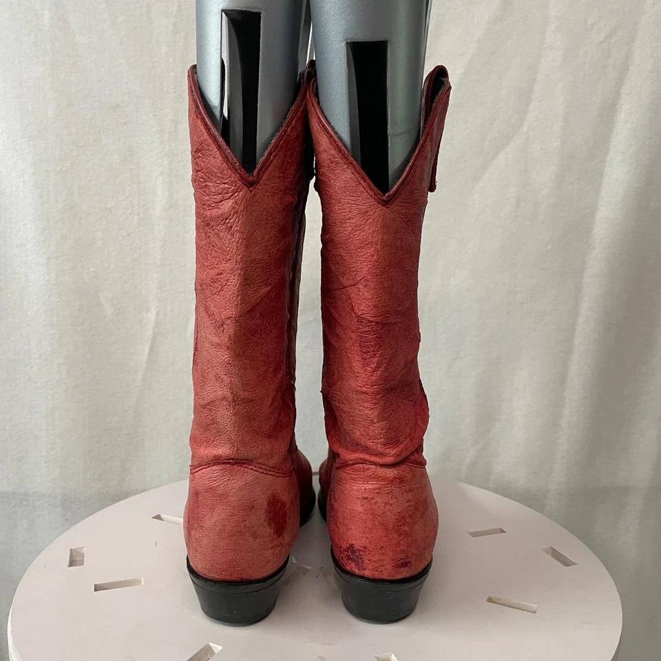 Botas vaqueras occidentales de cuero rojo Capezio para mujer punta corta tacón bloque talla 8,5 M Foto 3 de 4