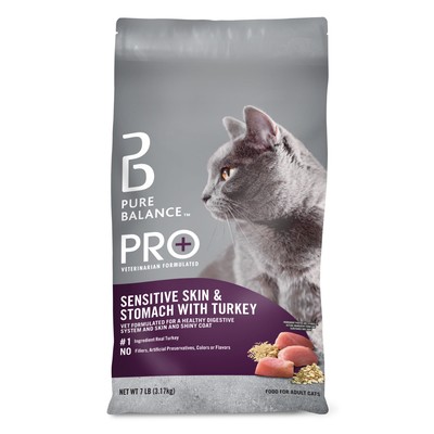 PRO+ Sensitive Skin and Stomach with Turkey Dry Cat Food, 7 Lbs