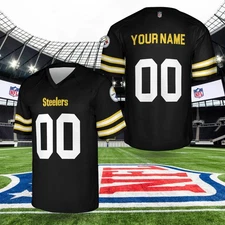 Custom Personalized, Steelerss Team Pittsburgh Football AOP Jersey #1, Lot S-5XL