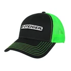 Steiger Logo Black With Green Mesh Back Snap Closure Adult Ball Cap Hat STNEM