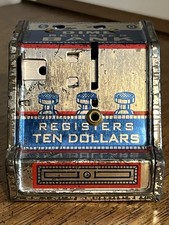 Vintage Dime $10 Register Bank Metal Toy J.Chein Made In USA