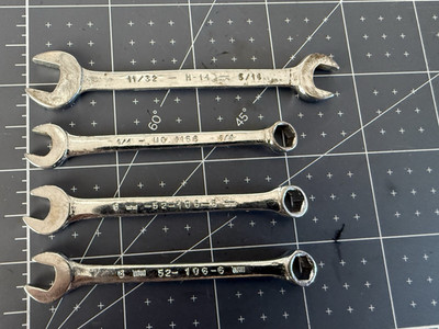 Armstrong   wrenches , 2- 6, mm . 1/4'', 11/32-5/16' lot Of 4 used
