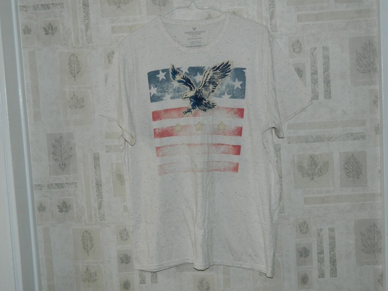 AMERICAN EAGLE Athletic Fit Cream/Wheat Graphic T-Shirt Size Men's X-Large
