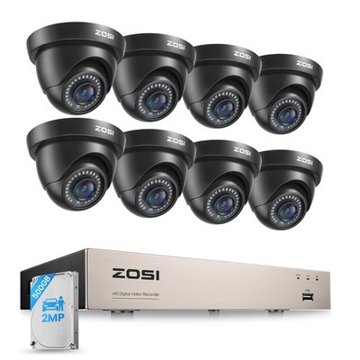 ZOSI 8CH 1080P DVR 2MP Überwachungskamera System Dome Kamera 500GB IR Nachtsicht