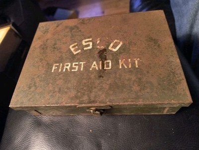 Vintage ESCO First Aid Kit, Empty Metal Box with Latch. See Photos For Condition